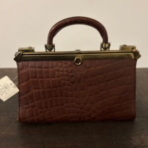 Vintage Laura Ashley brown croc pattern bag